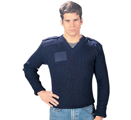 Шерстяной свитер темно-синий 6343