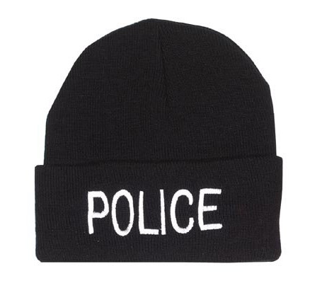 Черная шапка с вышивкой POLICE 5443