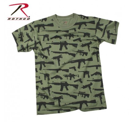 Оливковая футболка MULTI PRINT GUNS 66360