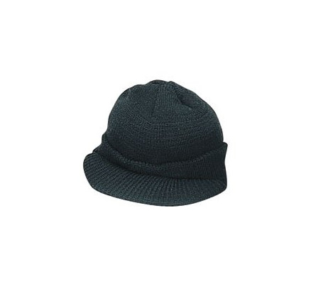 Черная шерстяная шапка с козырьком 7708