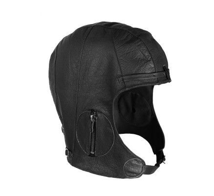 Кожаный летный шлем черный 3572